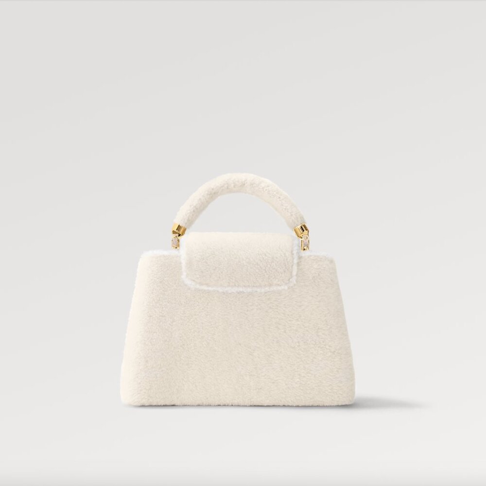 Louis Vuitton White Shearling BB Capucines Bag - Picture 13 of 14